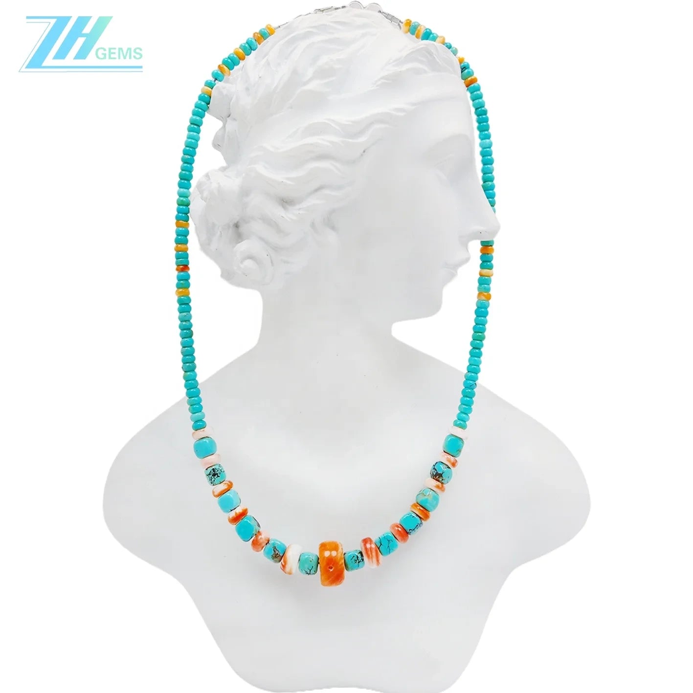 Natural Turquoise And Spiny Oyster Necklace Beautiful Jewelry As Gift Simple Atmosphere Summer Choice For Lover