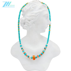 Natural Turquoise And Spiny Oyster Necklace Beautiful Jewelry As Gift Simple Atmosphere Summer Choice For Lover