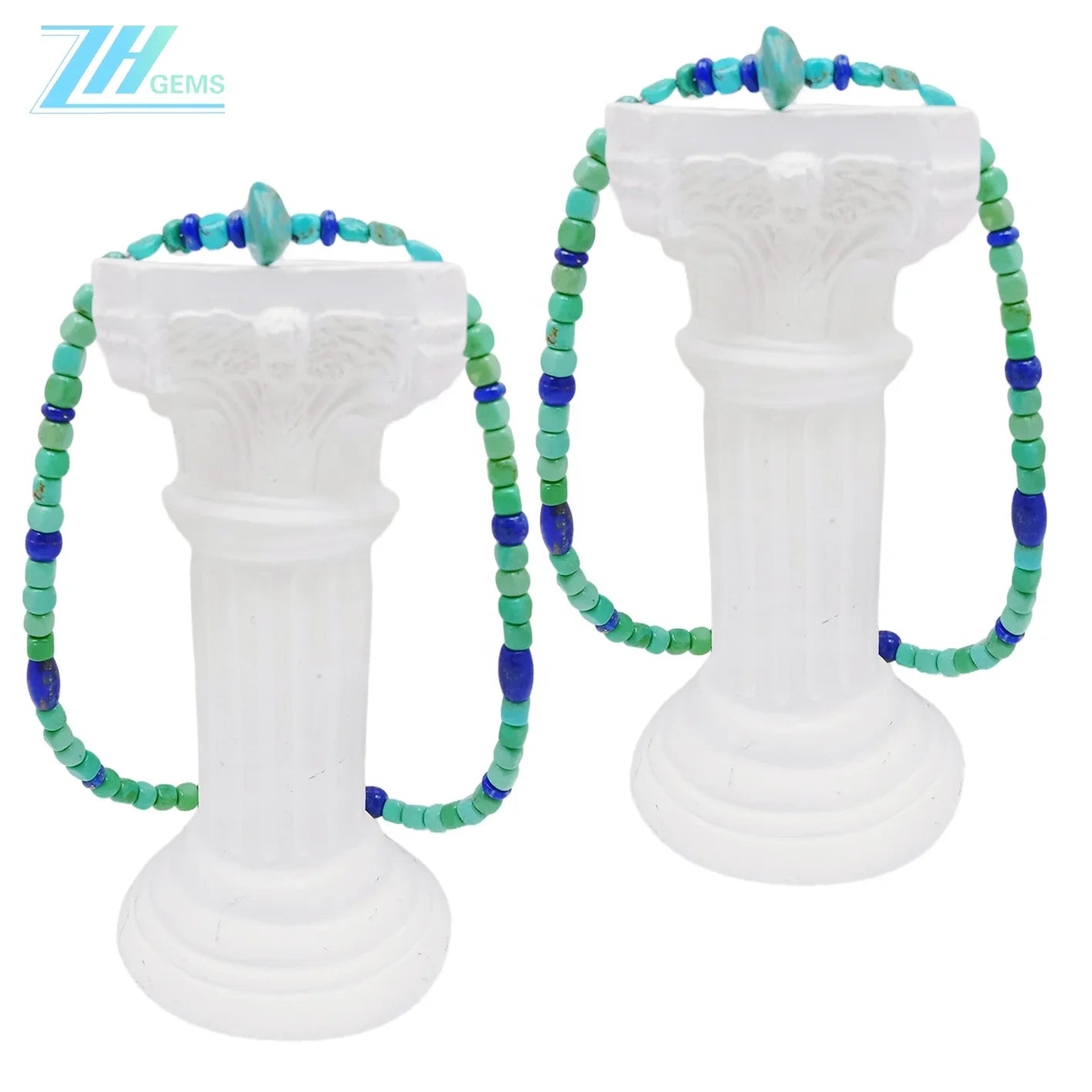 Natural Turquoise And Lapis Lazuli Green With Blue Color 25.8g Square And Free-shape Beads Necklace Periphery Jewelry Present