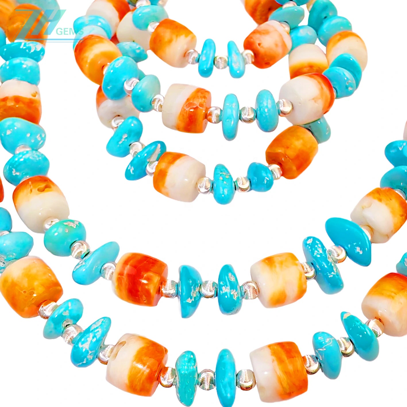 Jewelry Set Is Made Of Natural Sterling Treatment Turquoise Orange Spiny Oyster And S925 Silver The Double Layer Design Creates