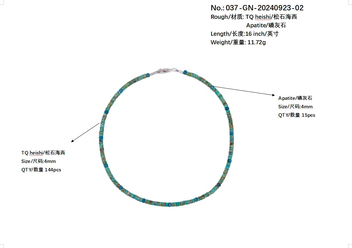 Irregular Faceted Natural Apatite Natural Stablish Turquoise Jewelry Necklace Fashionable And Versatile For Men And Women