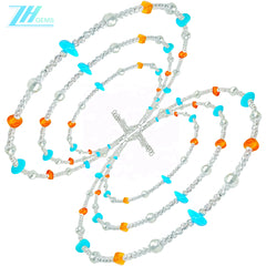 New Chinese Style Collar Made Of Natural Turquoise Amber And S925 Silver Combines Natural Beauty And Classical Design Showing