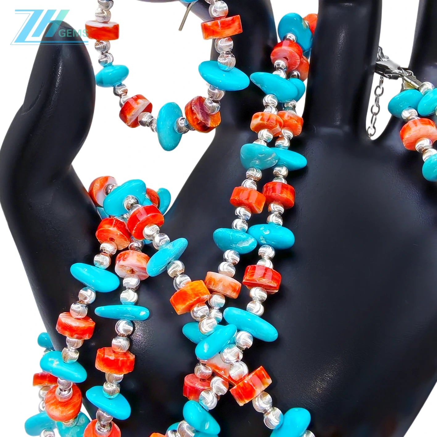 Sterling Treatment Turquoise Red Spiny Oyster And S925 Silver Form A Set With Double Layer Ingenuity It Fully Exudes