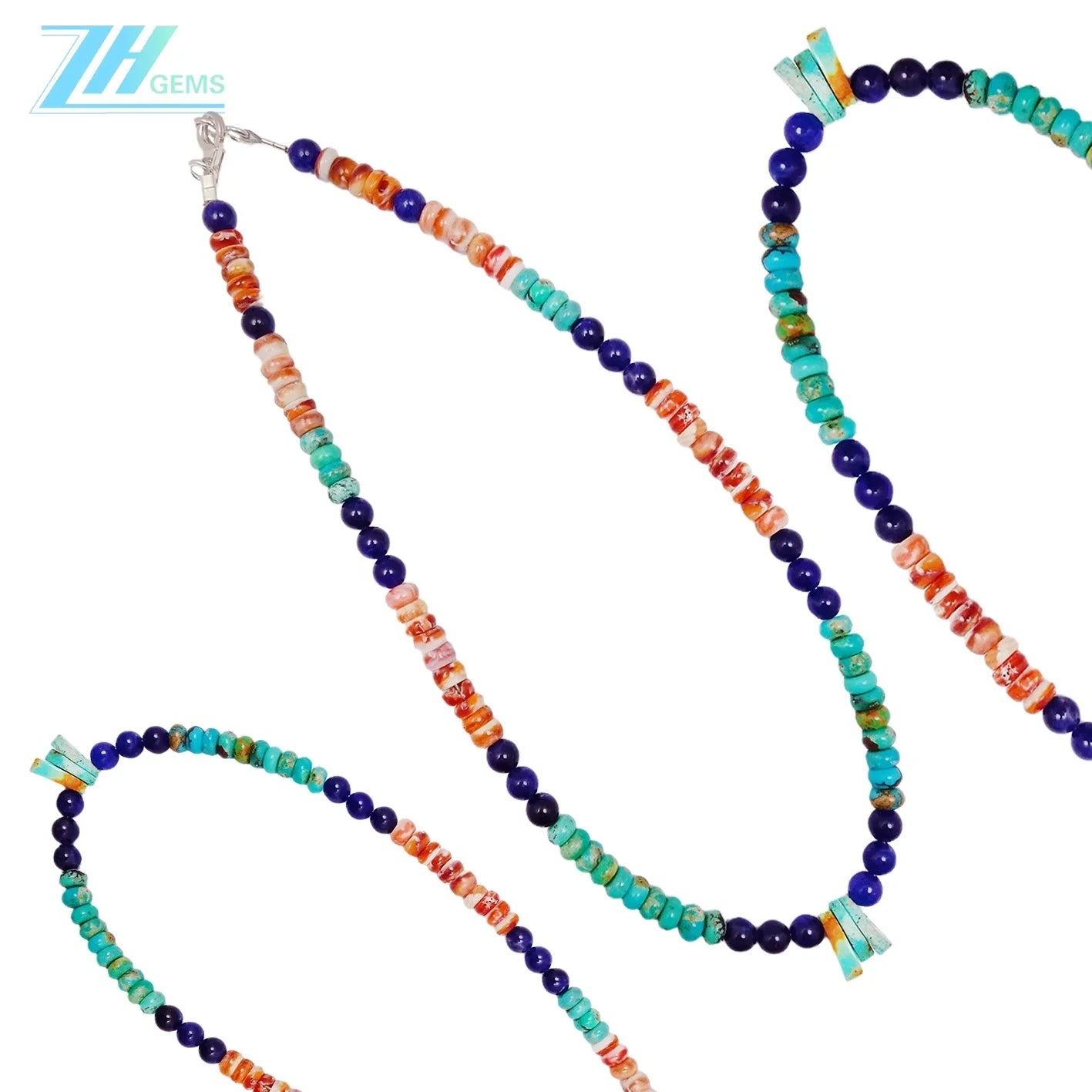 Natural Turquoise Drop And Sodalite With Spiny Oyster Handmade Jewelry Energy Bracelet With Natural Gemstone Beads