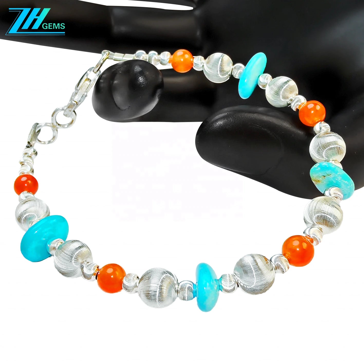 This S925 Silver Bracelet Is Paired With Colorful Crystals And Natural Sterling Treatment Turquoise The Rich Color Collision