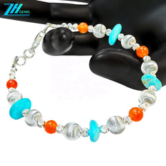This S925 Silver Bracelet Is Paired With Colorful Crystals And Natural Sterling Treatment Turquoise The Rich Color Collision