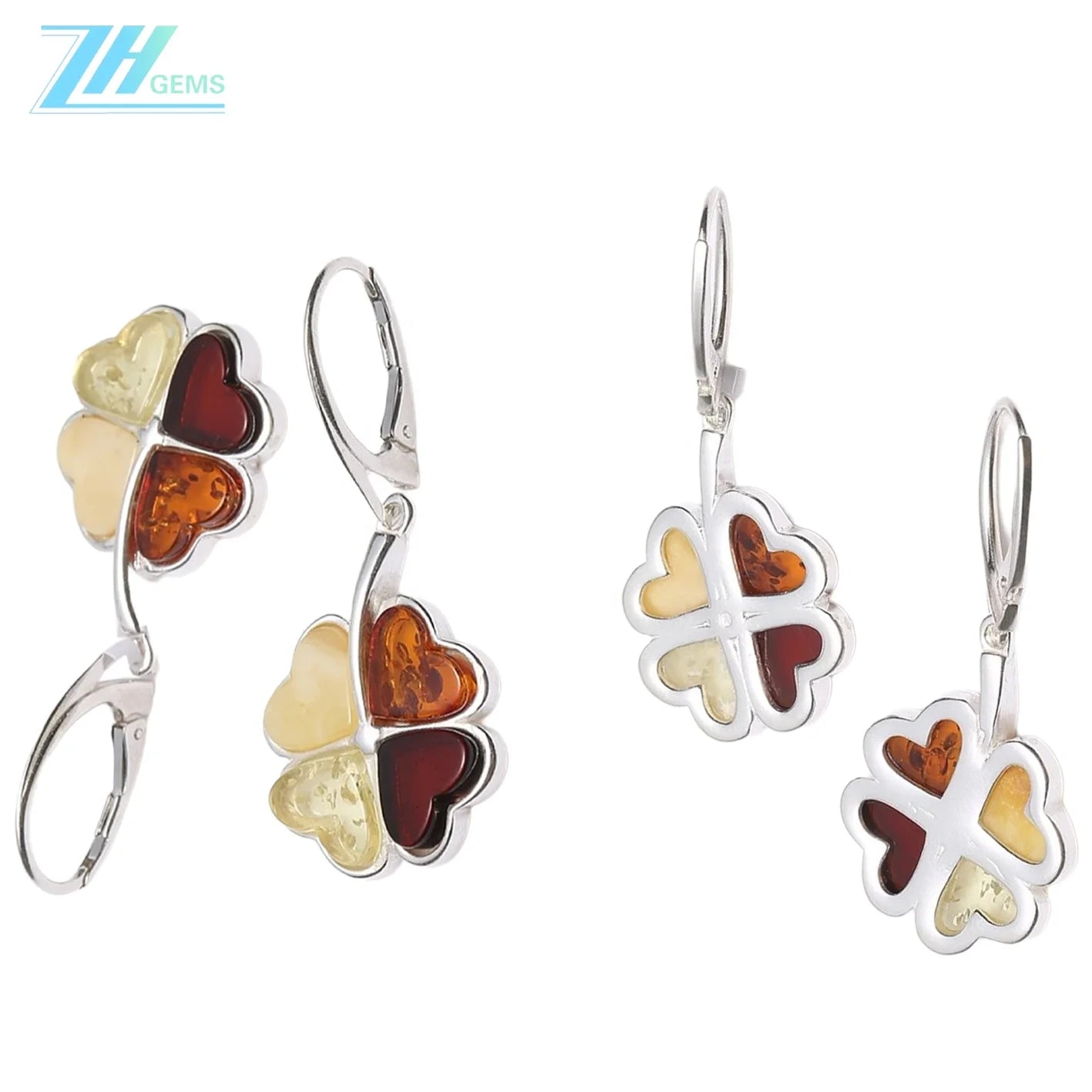 Direct Purchase From Europe Natural Baltic Amber Earrings Without Optimization Beeswax 925 Sterling Silver Inlay High-end And