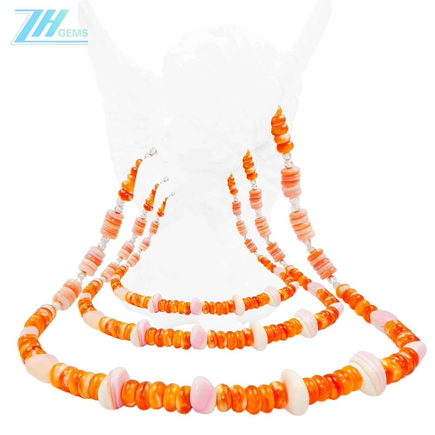 This Stunning Necklace Strings Bright Orange Spiny Oyster With S925 Silver Beads Creating Rich Layers And Easily Lighting Up