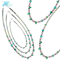 Natural Turquoise Burma Jadeite Pink Opal Black Agate Gemstonenecklace Multi Color Beautiful Jewelry As Gift For