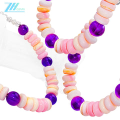 Delicate Natural Amethyst With Natural High Quality Pink Opal Bracelet Limited Jewelry Handmade Custom Jewelry