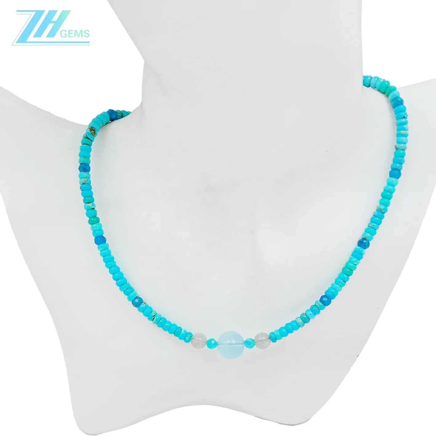 Natural Turquoise Amazonite Labradorite And Apatite Colorful Necklace 16inch 13.4gram High Quality Loose Beads Making Necklace