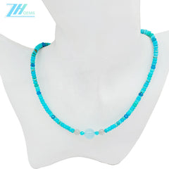 Natural Turquoise Amazonite Labradorite And Apatite Colorful Necklace 16inch 13.4gram High Quality Loose Beads Making Necklace