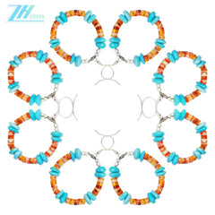 Beautiful High Quality Turquoise Orange Spiny Oyster Set Engagement Gift Daily Wear Natural Turquoise High Jewelry