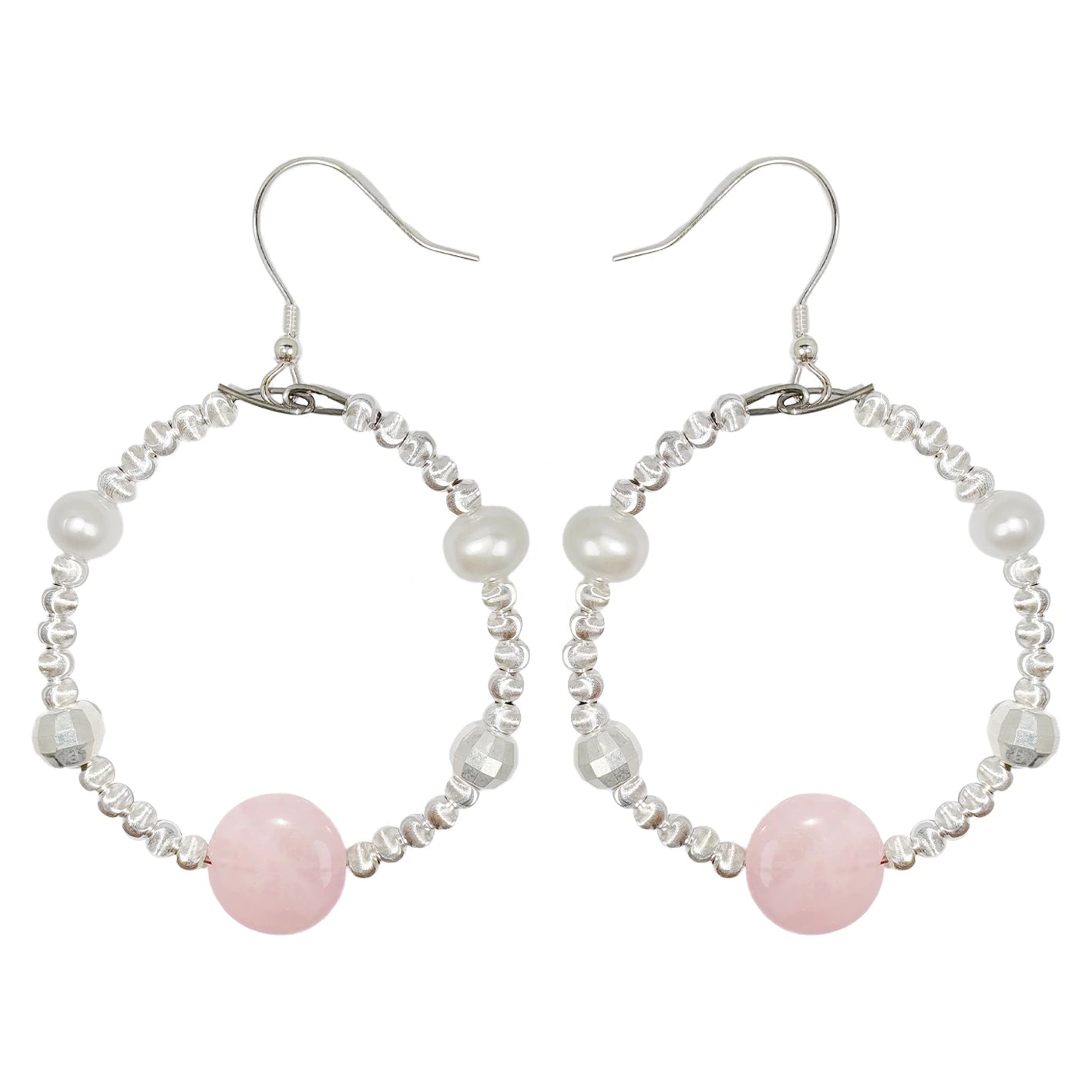 Natural Pearls Natural Rose Quartz Beaded Earrings Simple Style Spring Classic Color Suitable For A Variety Of Occasions