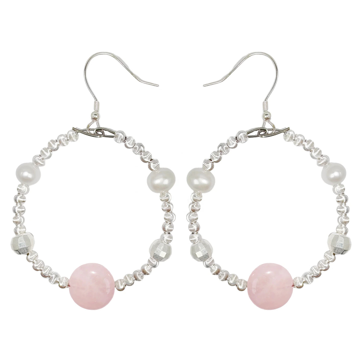 Natural Pearls Natural Rose Quartz Beaded Earrings Simple Style Spring Classic Color Suitable For A Variety Of Occasions
