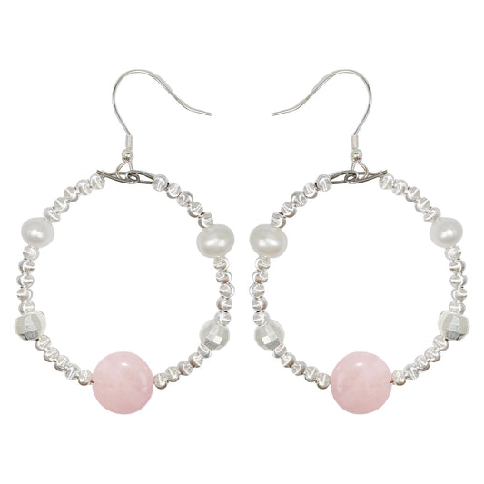 Natural Pearls Natural Rose Quartz Beaded Earrings Simple Style Spring Classic Color Suitable For A Variety Of Occasions