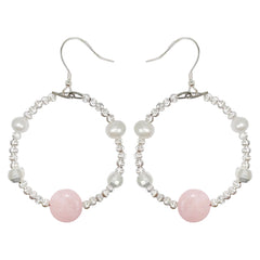 Natural Pearls Natural Rose Quartz Beaded Earrings Simple Style Spring Classic Color Suitable For A Variety Of Occasions