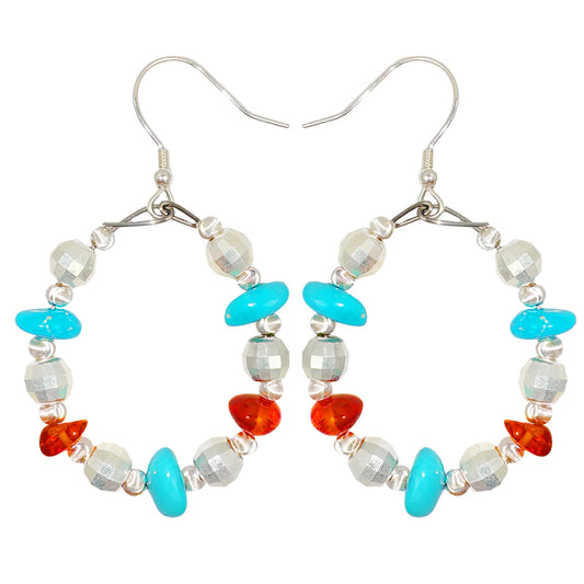 Natural Amber,Turquoise And S925 Silver Are Skillfully Combined The Delicate And Compact Shape Trims The Face Contour