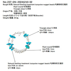 Natural Turquoise Double Layer Bracelet Pearl With S925 Silver Exquisite Bracelet High Jewelry Designer Custom