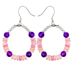 High Quality Amethyst Earring Hoop Earrings With Natural Pink Opal Jewelry The Best Choice For Family And Friends