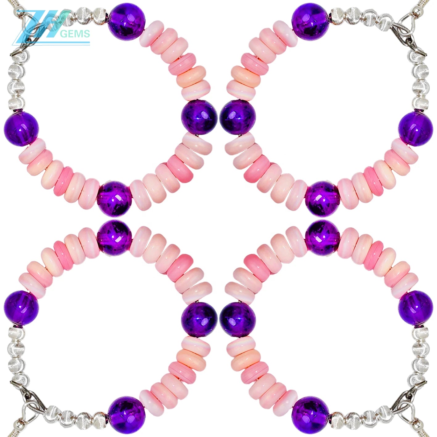 High Quality Amethyst Earring Hoop Earrings With Natural Pink Opal Jewelry The Best Choice For Family And Friends