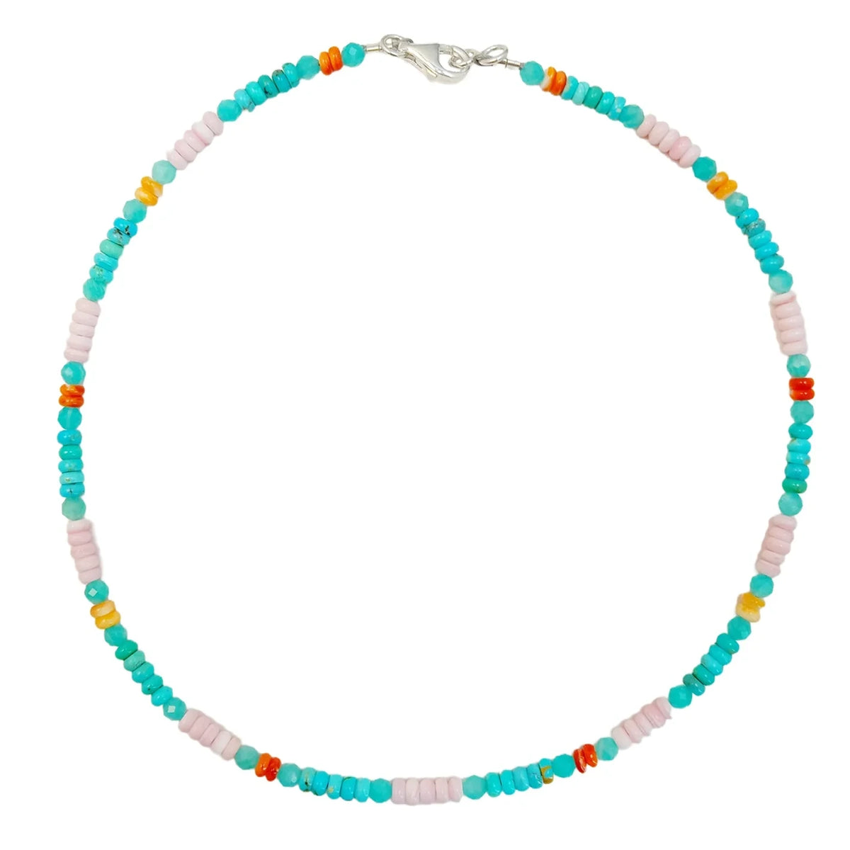 Natural Turquoise Pink Opal With Amazonite Pink Blue Orange Color 16inch Gemstone Necklace Jewelry Handmade Gift Stress Relief