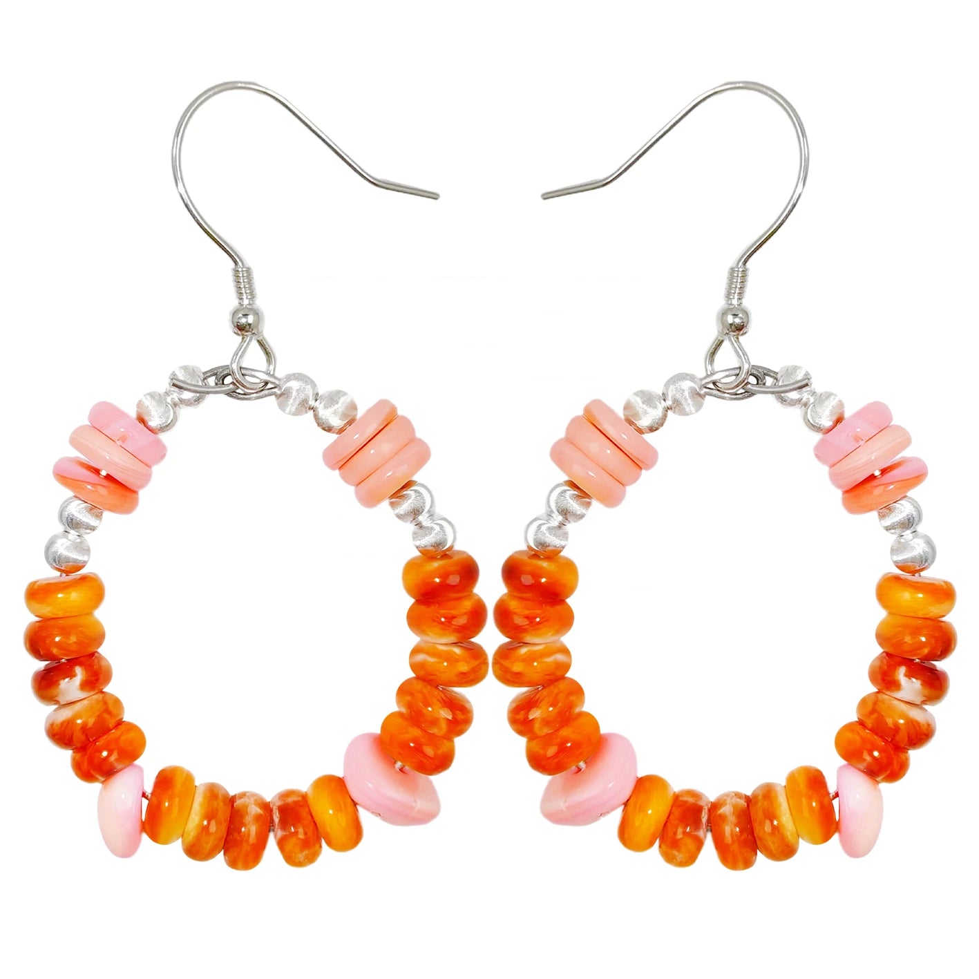 These Unique Earrings Combine Orange Spiny Oyster And S925 Silver Beads Ingeniously Swaying Gracefully