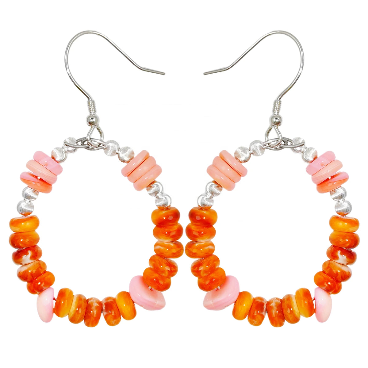 These Unique Earrings Combine Orange Spiny Oyster And S925 Silver Beads Ingeniously Swaying Gracefully