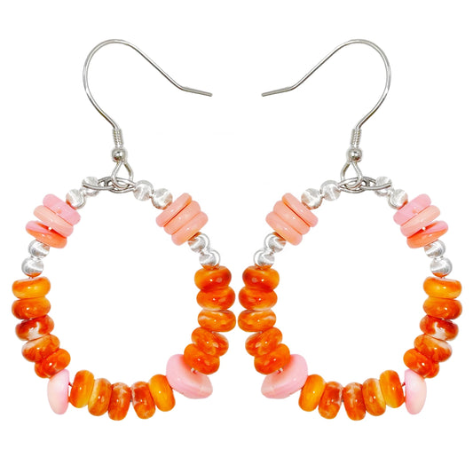 These Unique Earrings Combine Orange Spiny Oyster And S925 Silver Beads Ingeniously Swaying Gracefully
