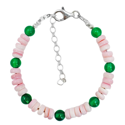 Natural Chrysoprase Fashion Jewelry Pink Opal And S925 Silver Delicate Bracelet Healing Women's Jewelry