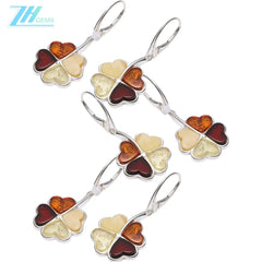 Direct Purchase From Europe Natural Baltic Amber Earrings Without Optimization Beeswax 925 Sterling Silver Inlay High-end And