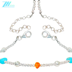 New Chinese Style Collar Made Of Natural Turquoise Amber And S925 Silver Combines Natural Beauty And Classical Design Showing