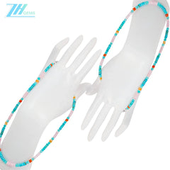 Natural Turquoise Pink Opal With Amazonite Pink Blue Orange Color 16inch Gemstone Necklace Jewelry Handmade Gift Stress Relief
