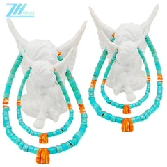 Natural Turquoise And Spiny Oyster Heishi And Roundle Beads Gemstone Green Orange Color As Atmosphere Gift For Making Jewelry