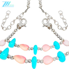 New Chinese Style Necklace Natural Turquoise And Pink Opal Full Of Oriental Charm Beauty And Classical Design Showing Elegant