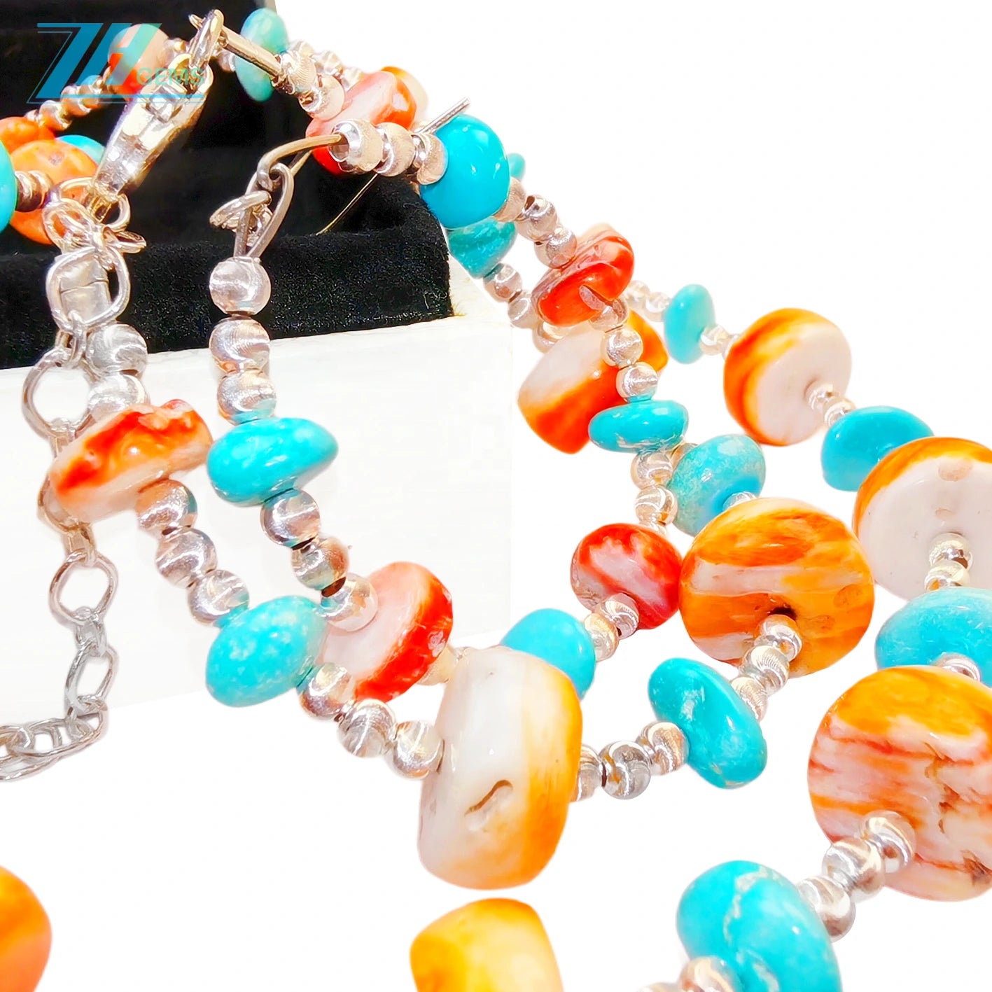 Jewelry Set Is Made Of Sterling Treatment Turquoise Orange Spiny Oyster And S925 Silver With A Unified Style It Fully Shows