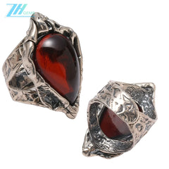 20.5g Red Amber Natural Baltic Sea Non-optimized Blood Pool Ring 925 Sterling Silver Inlay Fashion Design Holiday Gift