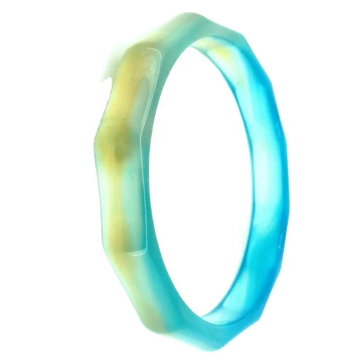 Natural Jewelry Yellow-blue Agate Gemstone Woman Man Bangle Best Gift 53-63mm