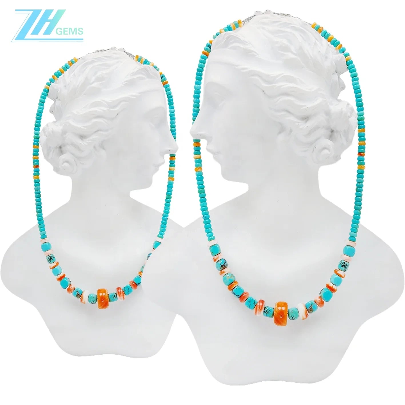 Natural Turquoise And Spiny Oyster Necklace Beautiful Jewelry As Gift Simple Atmosphere Summer Choice For Lover