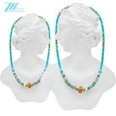 Natural Turquoise And Spiny Oyster Necklace Beautiful Jewelry As Gift Simple Atmosphere Summer Choice For Lover