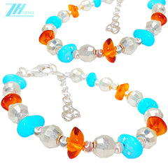 Amber Is Vivid And Turquoise Is Mysteriousthey Are Intertwined On An S925 Silver Chain The Hand Woven Craftsmanship Shows