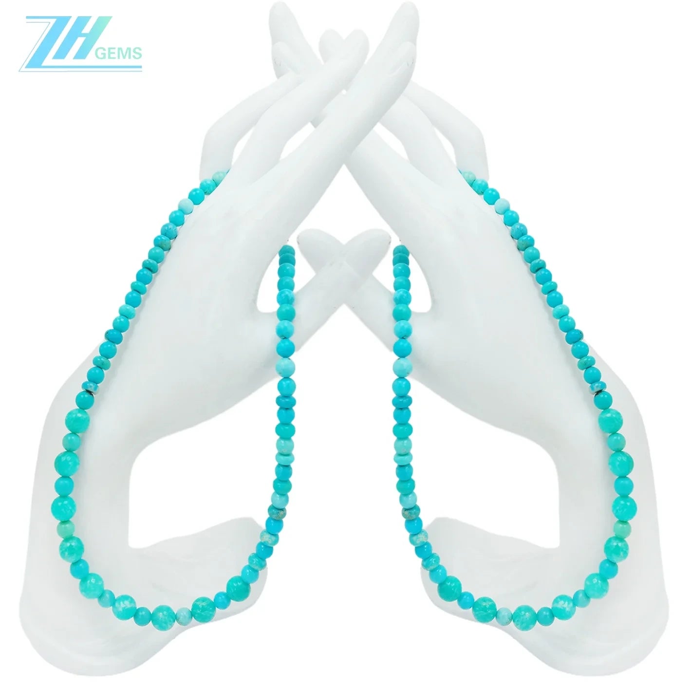 Natural Turquoise 16inch 21.6gram Necklace Beautiful Jewelry Delicate Present Round Beads 8mm Match 6mm Periphery Gift