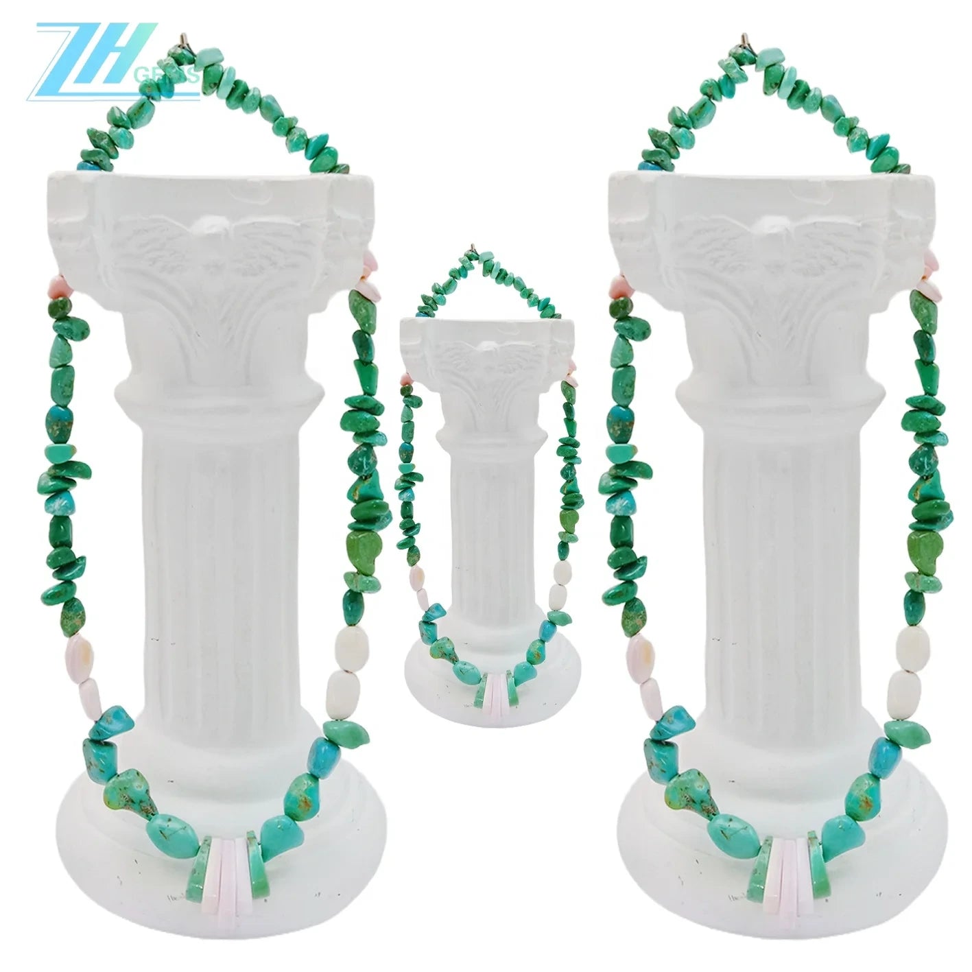 Natural Turquoise And Pink Opal With Free-shape Size 16inch Green And Pink Color Handmade Gift Color Jewelry Making