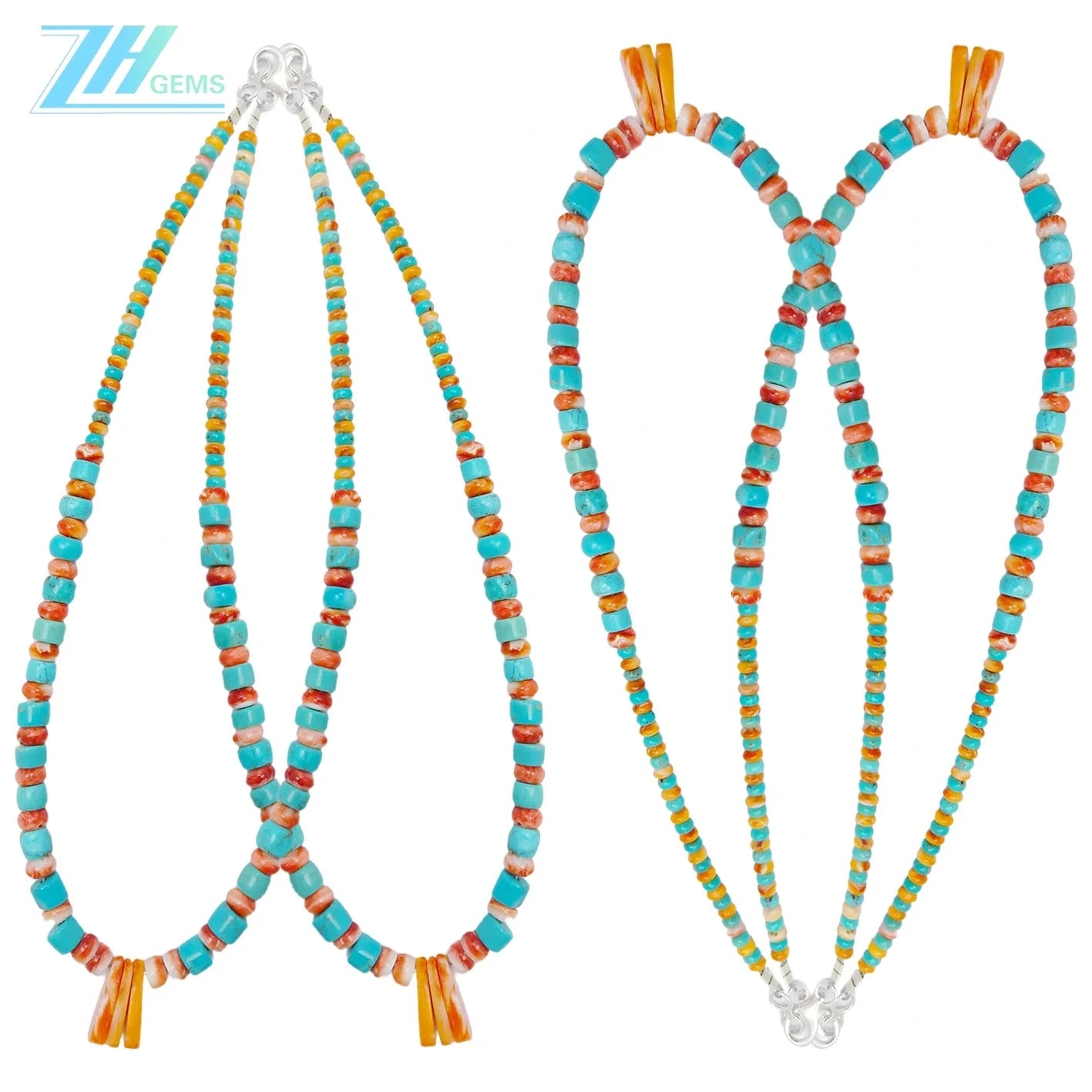 Natural Turquoise And Orange Spiny Oyster 22.9g Heishi With Roundle Beads Gemstone Jemelry Handmade Gift Atmosphere Gift