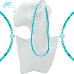 Natural Turquoise Amazonite Labradorite And Apatite Colorful Necklace 16inch 13.4gram High Quality Loose Beads Making Necklace