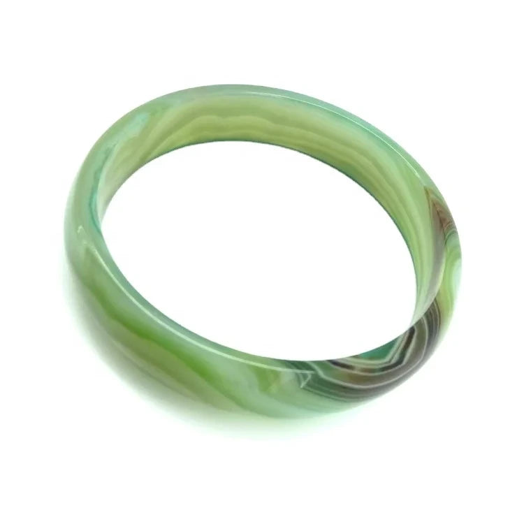 53mm-63mm Green Agate Stone Band Bangle Gemstone Width Bangle Woman Man Bangle Best Gift