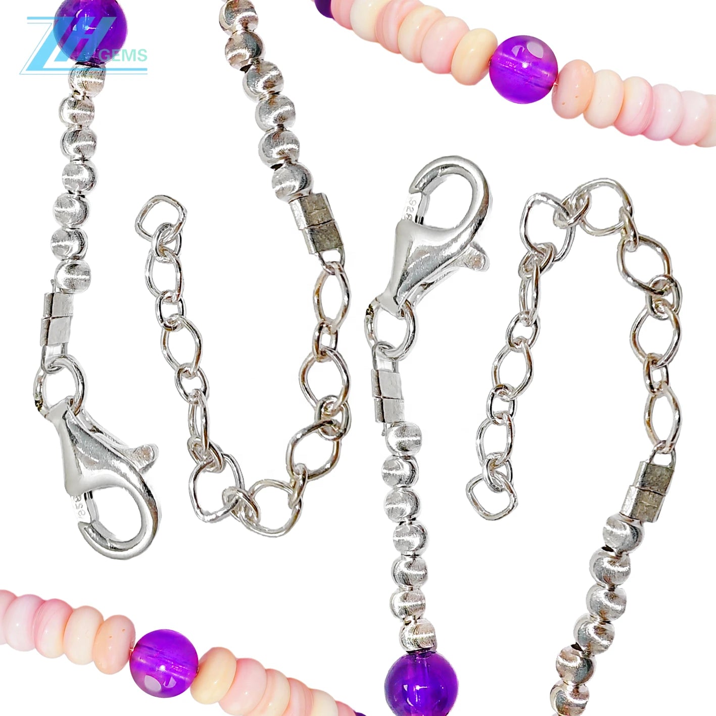 Natural Amethyst Beads And Natural Pink Pink Opal Roundel Necklace Women's Jewelry Boutique Handmade