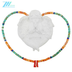 Natural Turquoise Spiny Oyster Lapis Lazuli Beads Necklace Transparency Gemstone 16inch 925 Sterling Silver Chip Statement