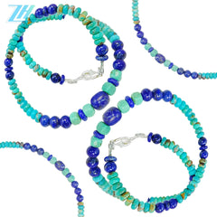 Natural Turquoise Lapis Lazuli Necklace 16inch Summer Present Personalized Necklace Simple Atmosphere Jewelry