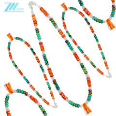 Spiny Oyster Rose Quartz Natural Turquoise 16inch Orange Green Gemstone 23g As Gift For Mon And Girlfriend Summer